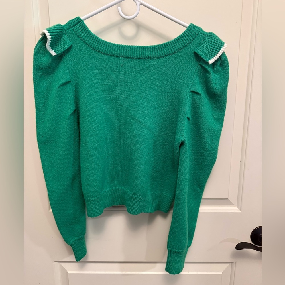 Preppy Kelly Green Ruffle Sweater - Picture 5 of 6